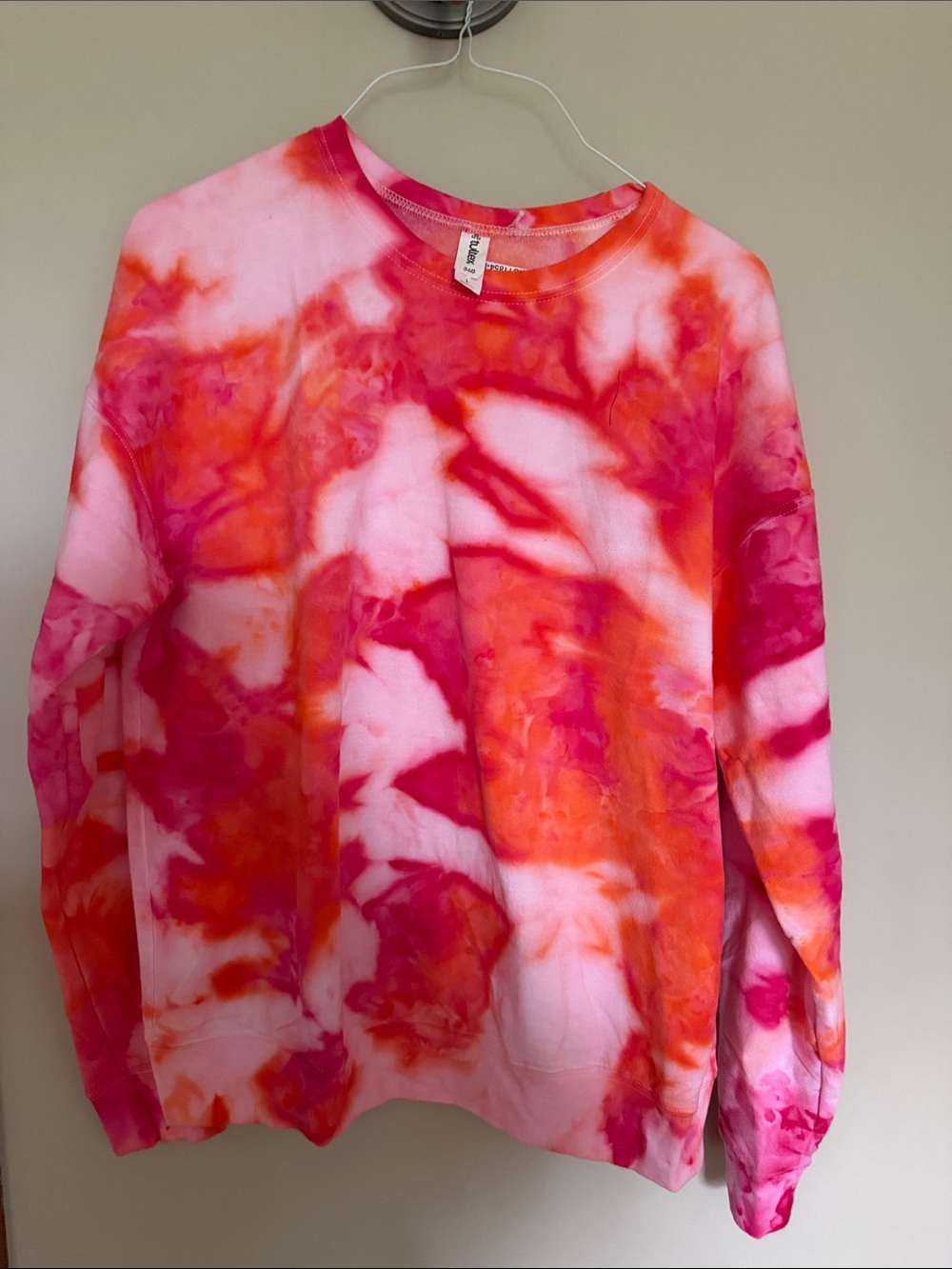 Tultex Pink & Orange Tie-Dye Crewneck Sweatshirt Size Large